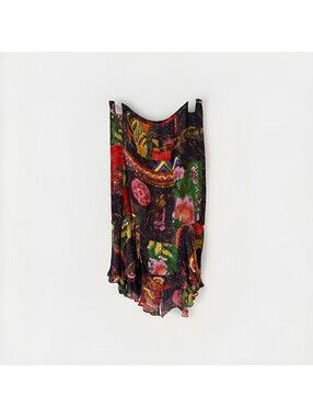 VTG 90's Women's 100% Silk Maximalist Artsy Festival Summer Midi Skirt Size L